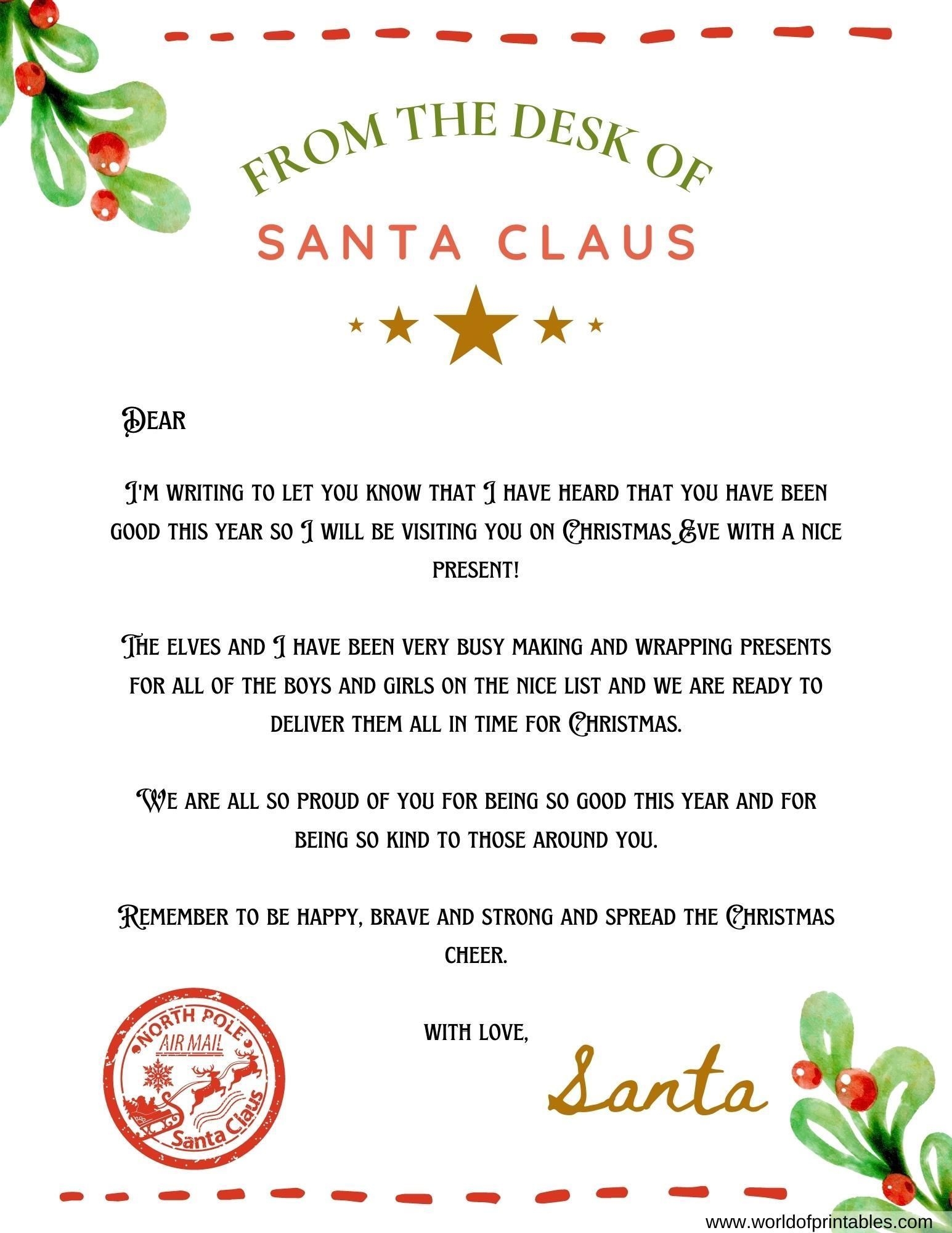 Free Printable Letter From Santa Templates Artofit