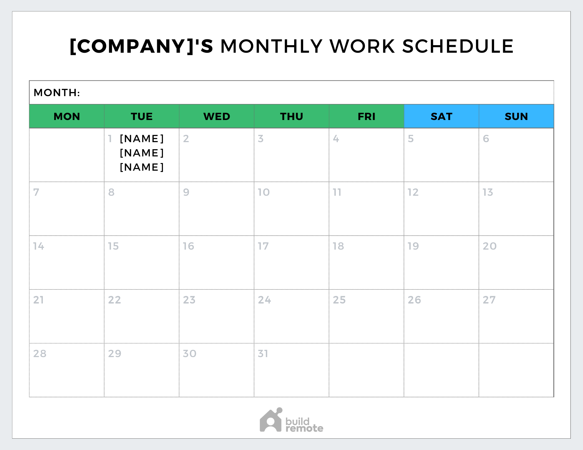 Free Printable Monthly Work Schedule Template Mvpfopt