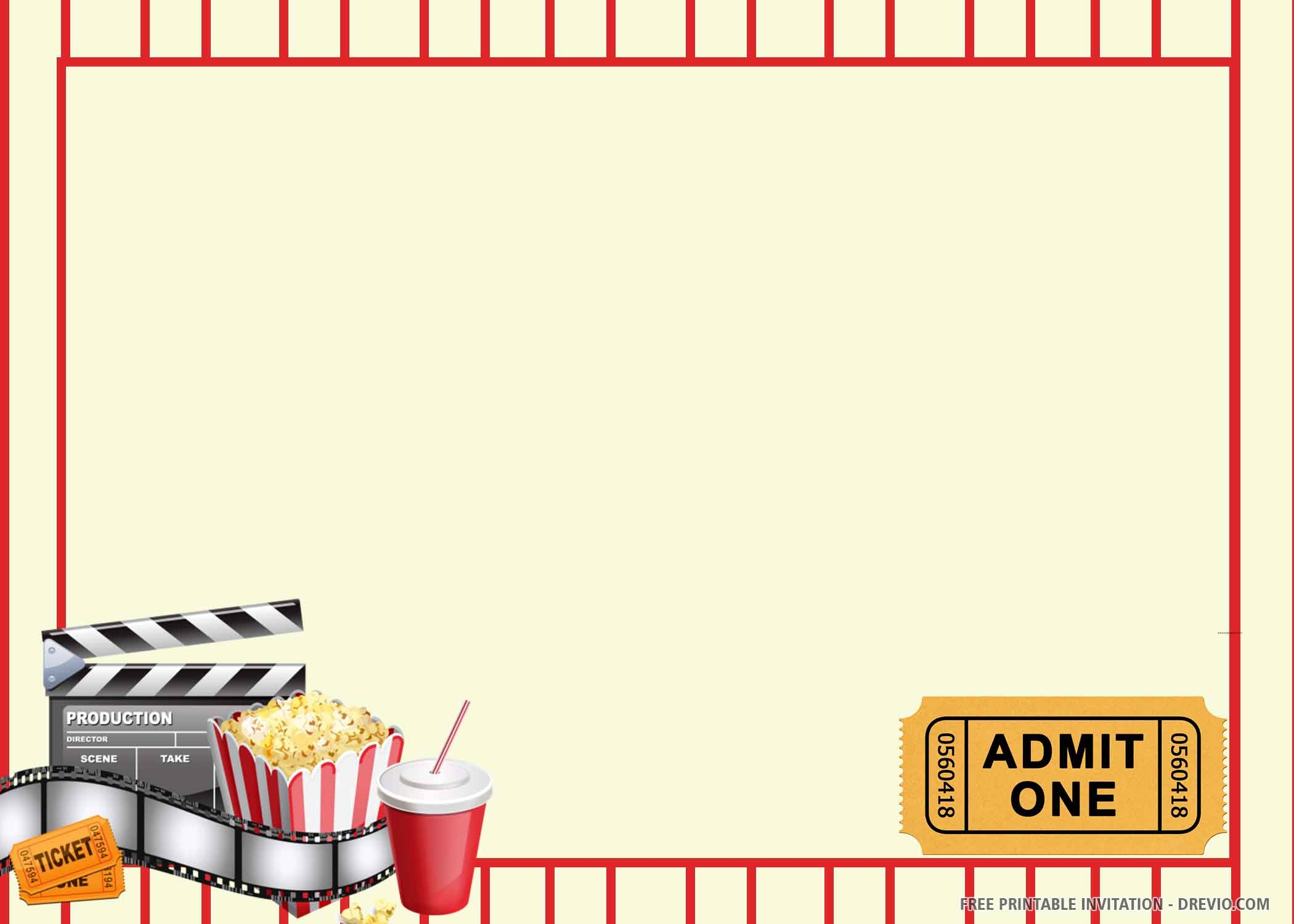FREE Printable Movie Ticket Party Invitation Template DREVIO