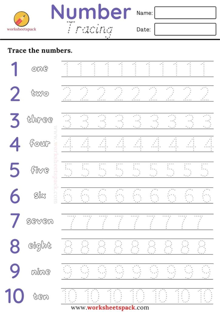 Free Printable Number Tracing Worksheets Worksheetspack