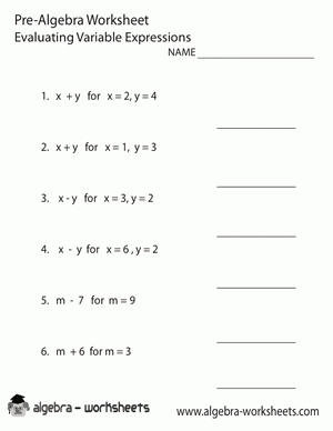 Free Printable Pre Algebra Worksheets Also Available Online