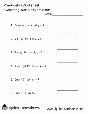 Free Printable Pre Algebra Worksheets Also Available Online