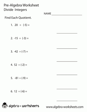 Free Printable Pre Algebra Worksheets Also Available Online