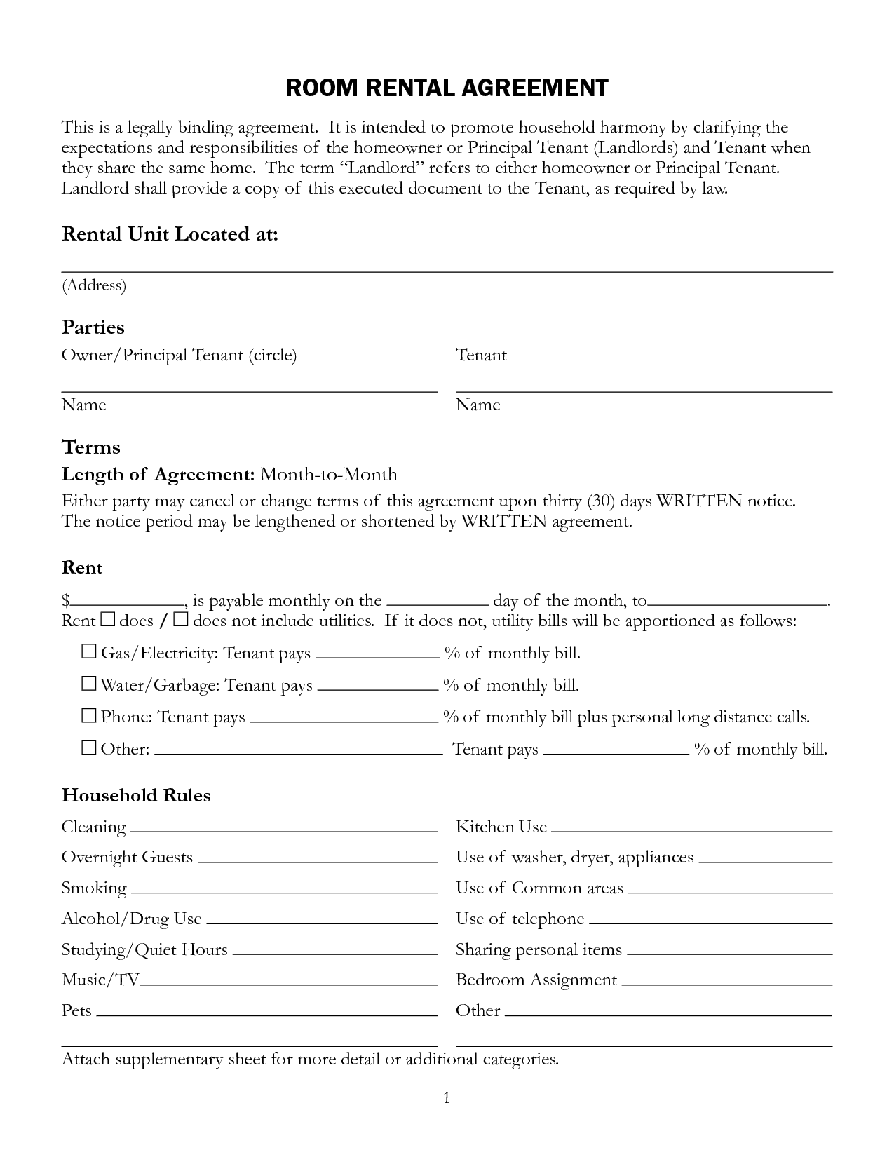Free Printable Rental Lease Agreement Templates Printable Sight Words 
