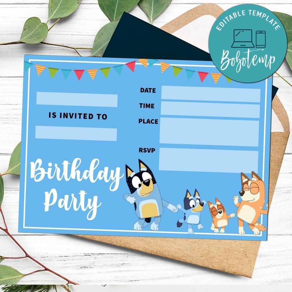 Free Printable Template Printable Bluey Birthday Invitation Images