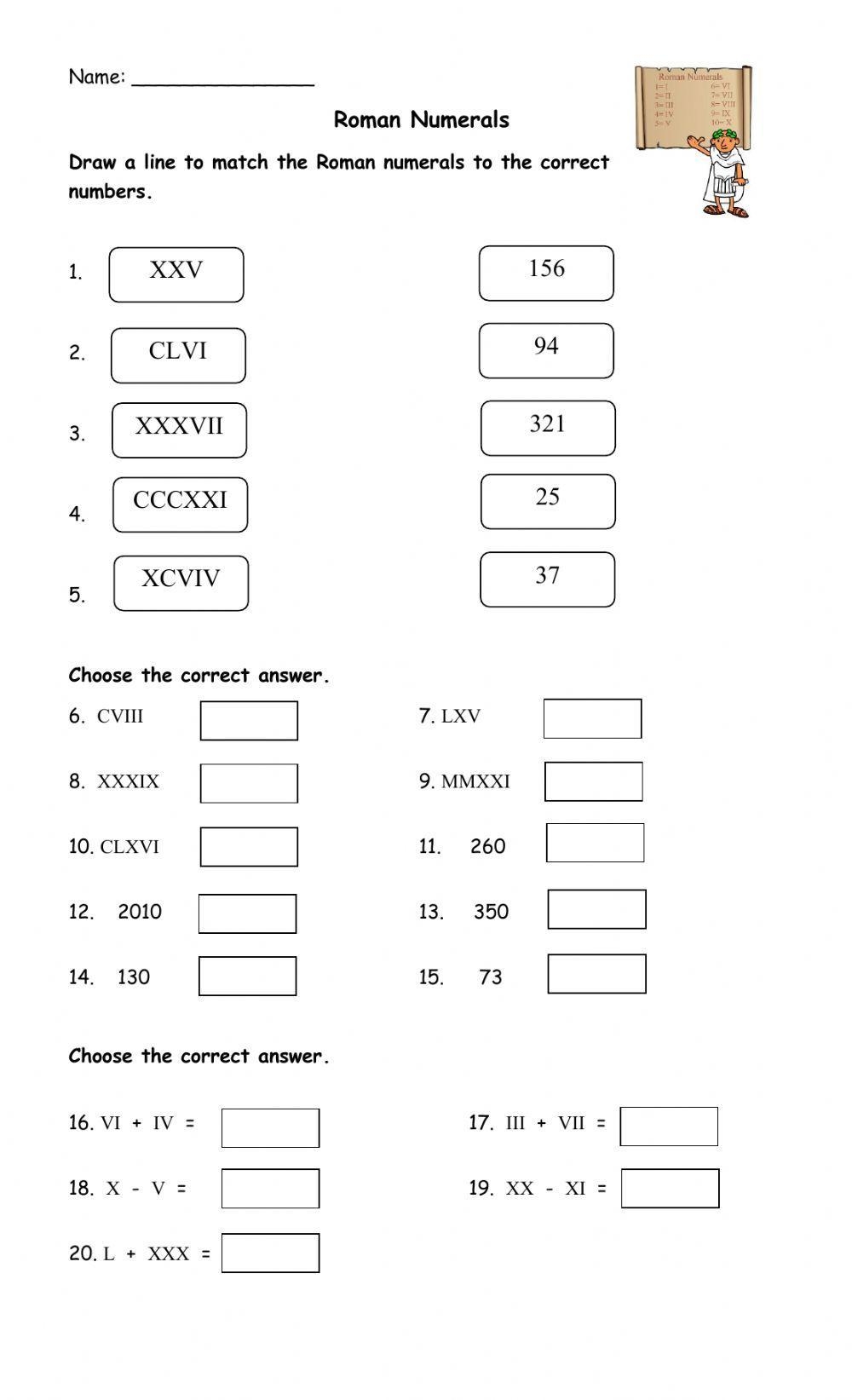 Free Roman Numerals Worksheet Pdf Download Free Roman Numerals 