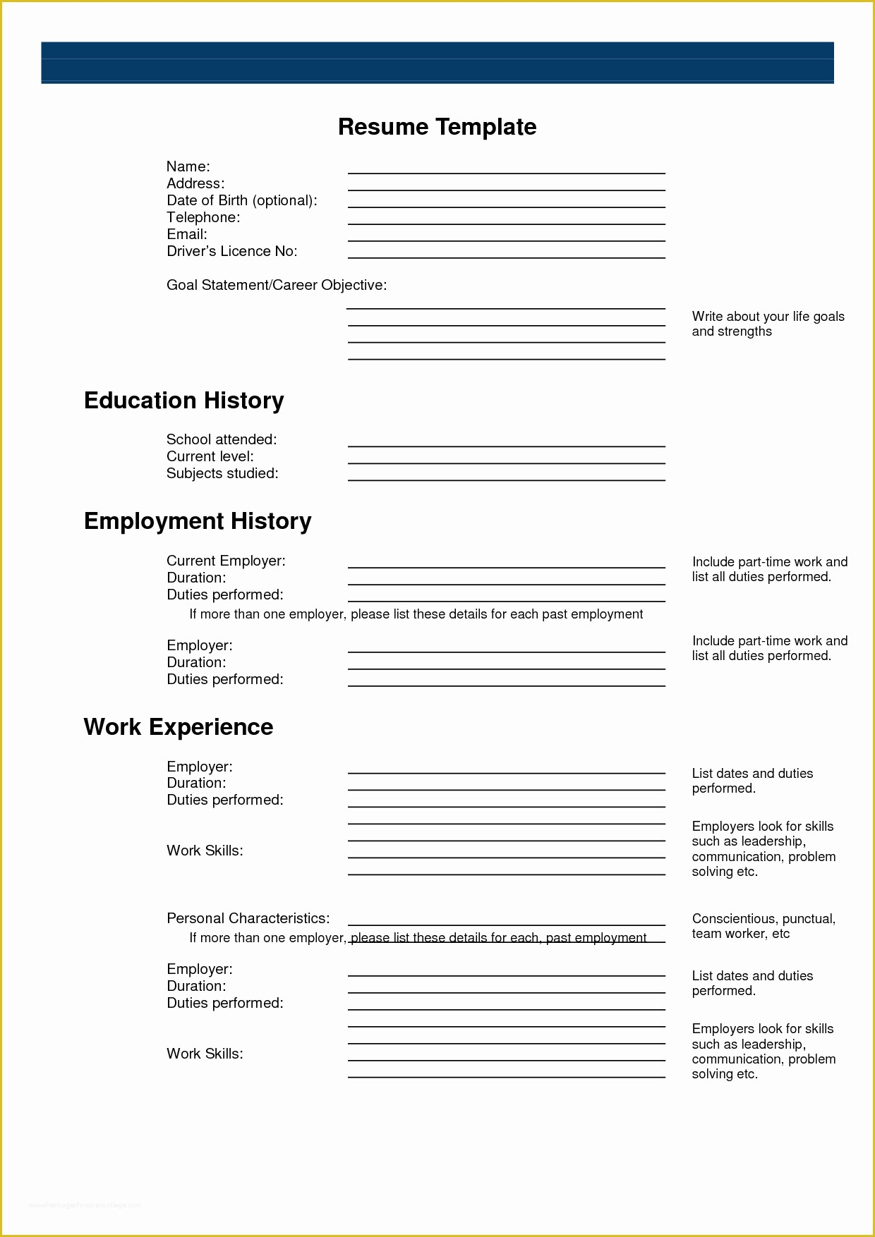 Free Sample Resume Templates Of Free Printable Sample Resume Templates 