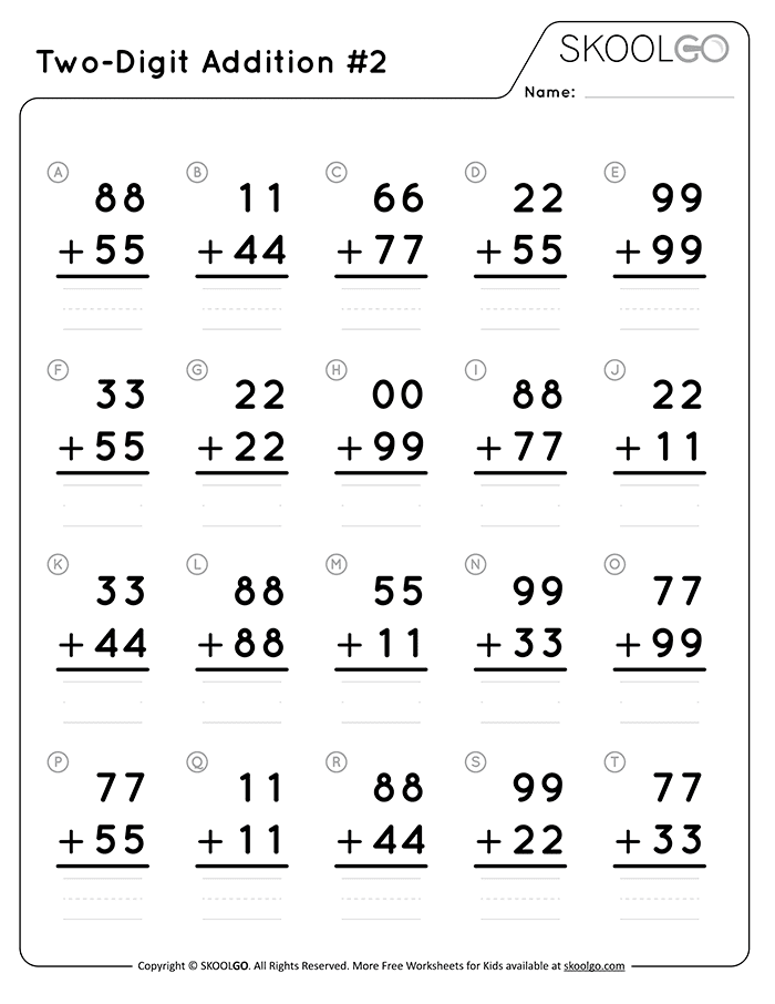 Free Two Digit Addition Worksheet For Grades 1 2 PDF