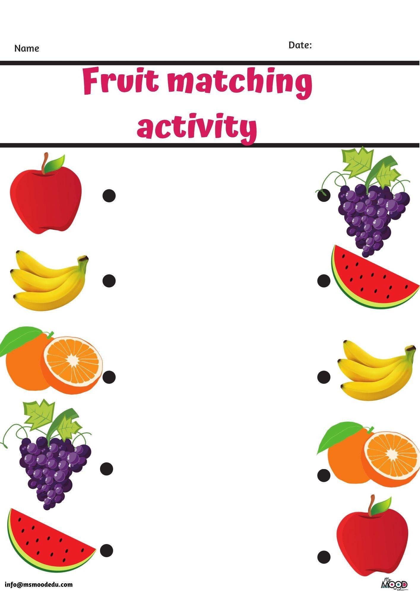 Fruit Matching Activity For Preschoolers