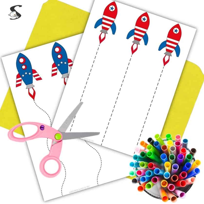 Fun Cutting Practice Worksheets PDF Activities Rocket Take Off