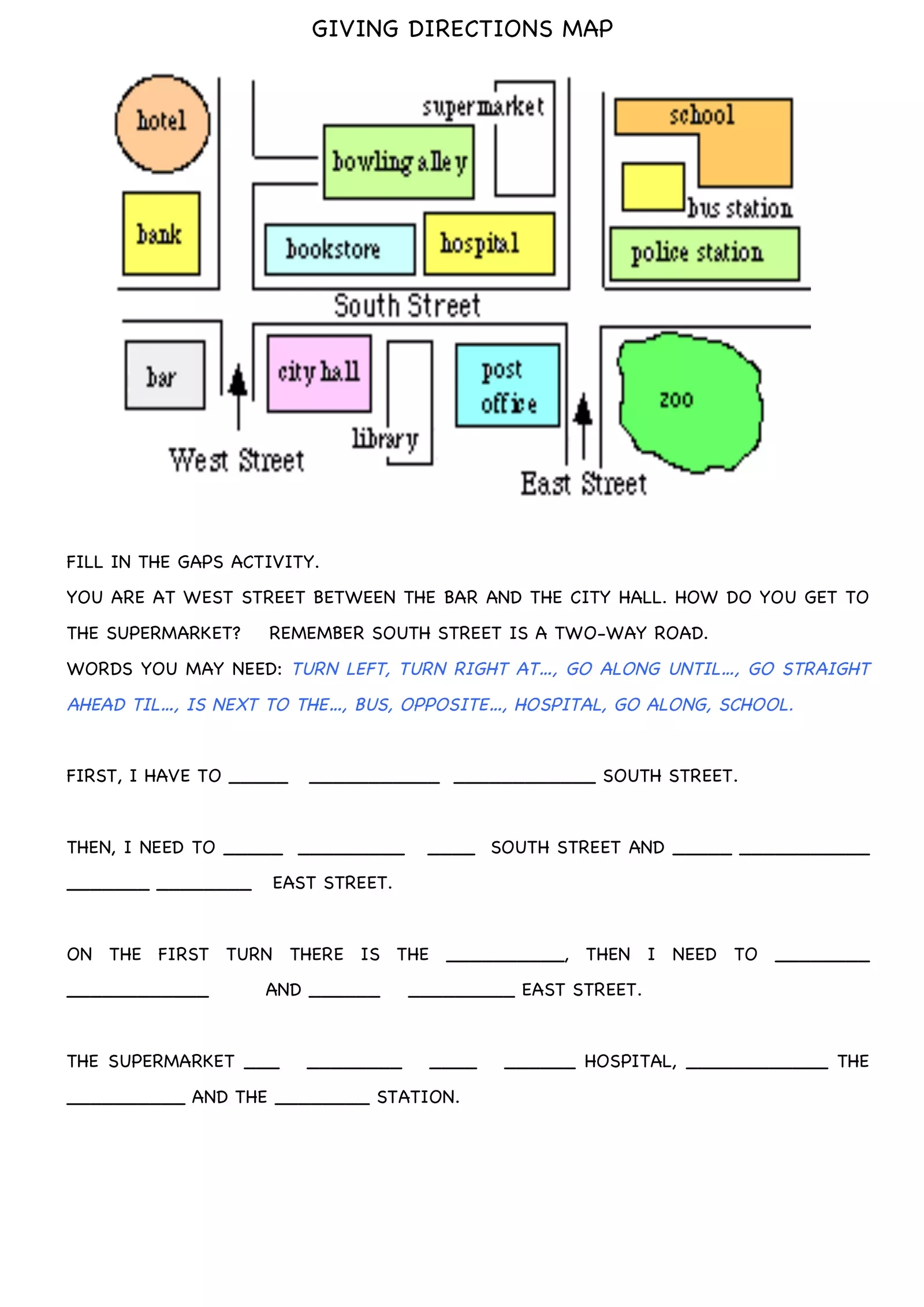 GIVING DIRECTIONS MAP 1 Interactive Worksheet Edform Worksheets Library