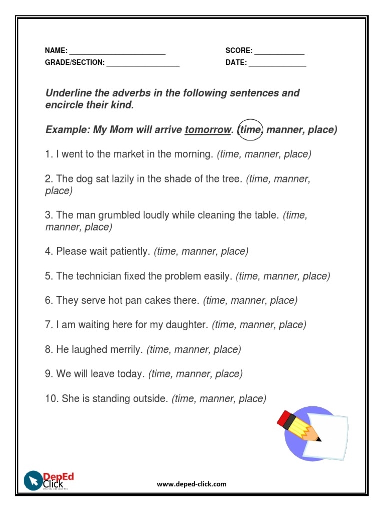 Grade 4 Adverb Activity Sheet PDF Worksheets Library