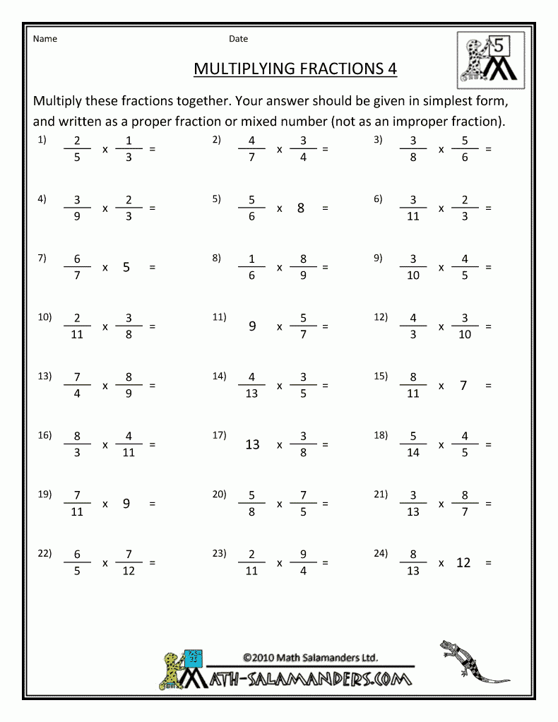 Grade 8 Multiplying Fractions Worksheets FractionsWorksheets