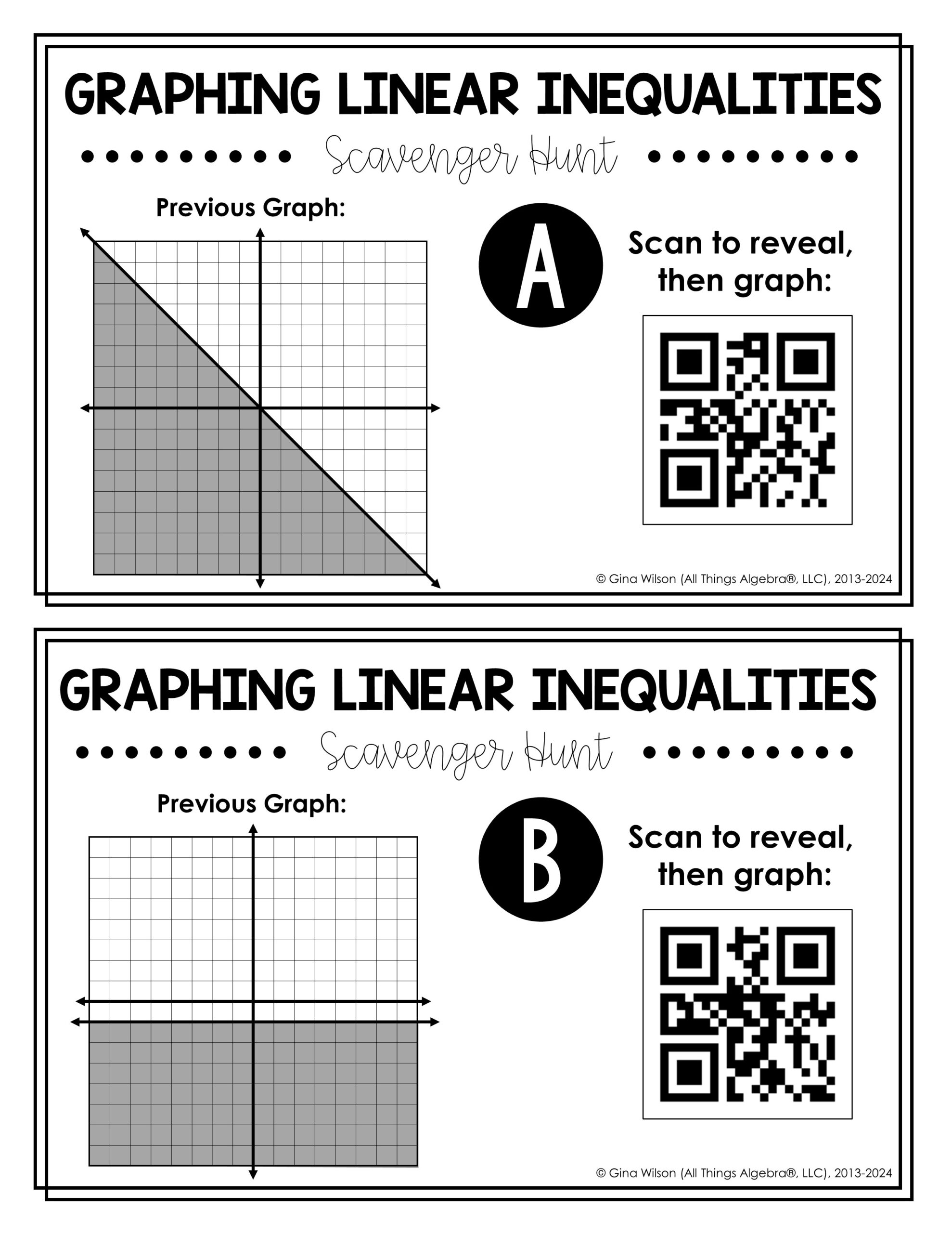 Graphing Linear Inequalities Scavenger Hunt All Things Algebra 