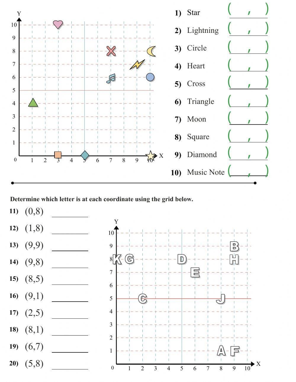 Graphing Points On A Coordinate Plane Math Workbook 100 Worksheets