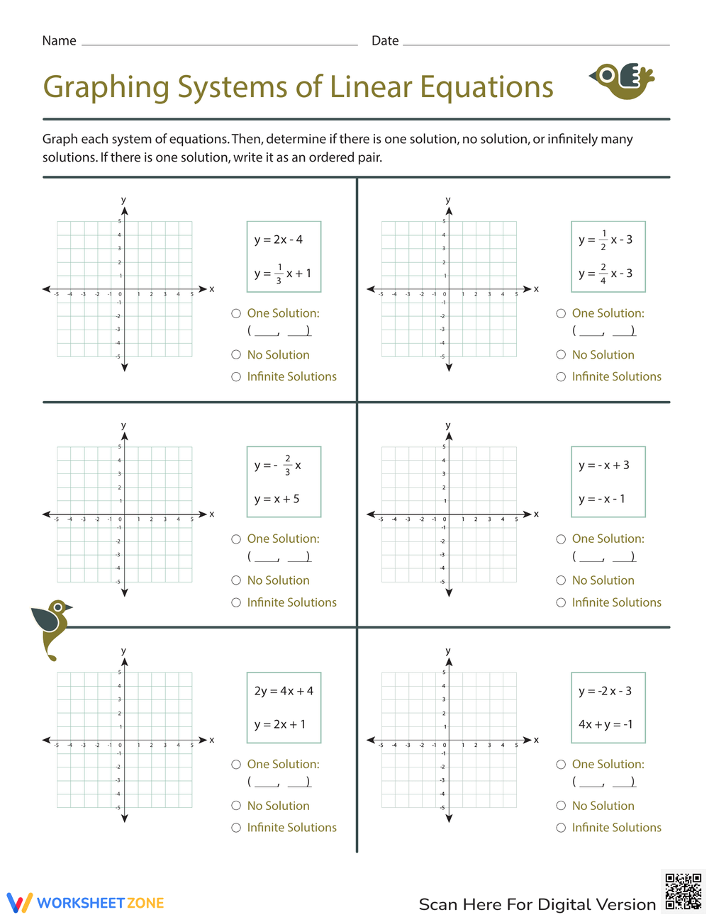 Graphing Systems Of Linear Equations Worksheet Worksheets Library