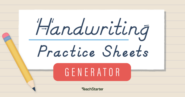 Handwriting Practice Sheets Generator Teach Starter Worksheets Library