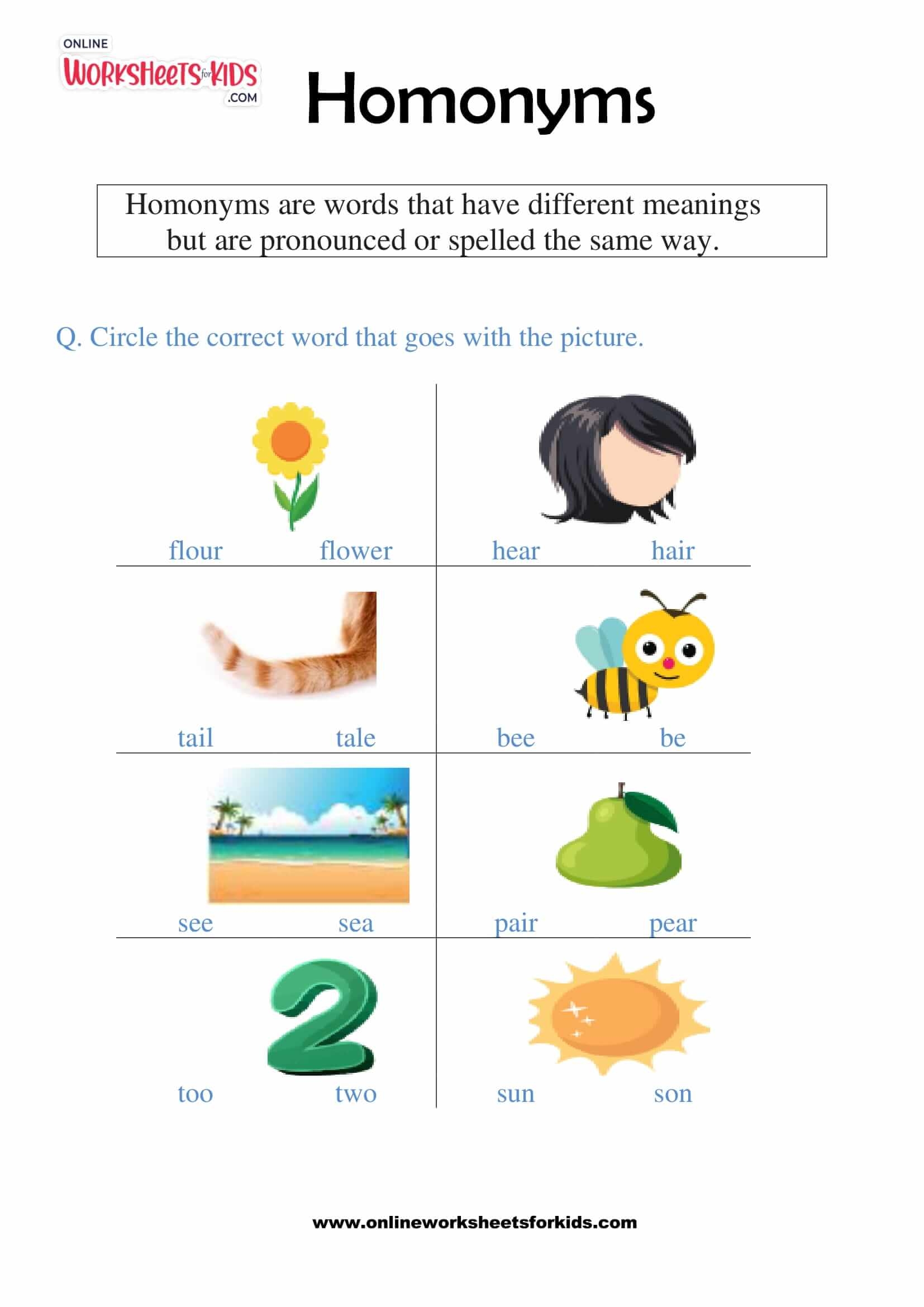 Homonyms Worksheet 02 Worksheets Library