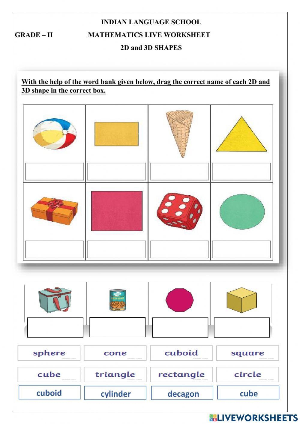 Identify 2D And 3D Shapes Worksheet Live Worksheets Worksheets Library