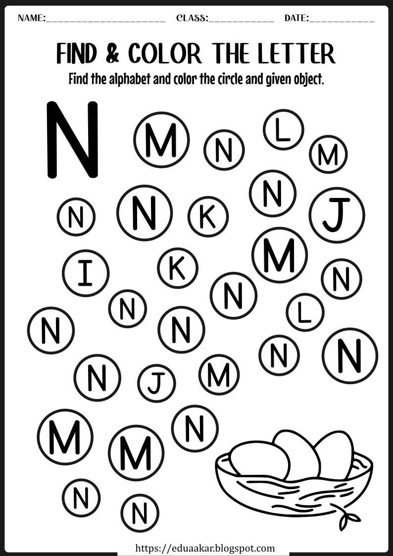 Identify Alphabet N Worksheet Letter Recognition Worksheets Letter 