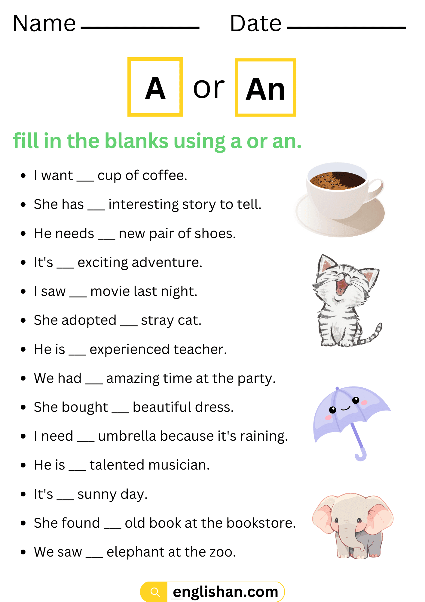 Indefinite Articles A an Worksheet Live Worksheets Worksheets Library