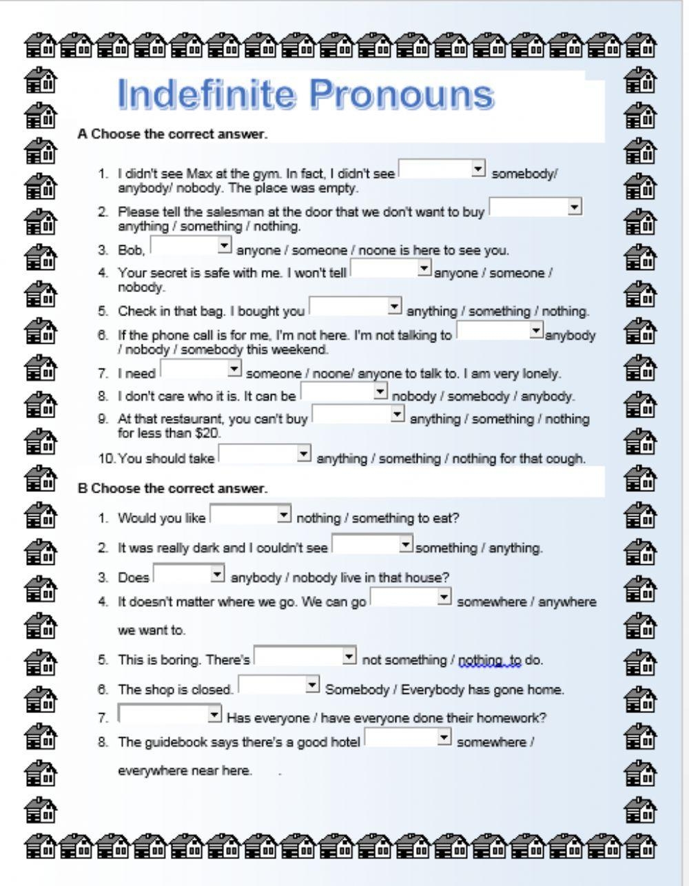 Indefinite Pronouns Worksheet Live Worksheets Worksheets Library