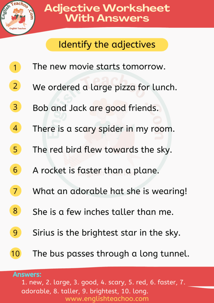 Irregular Adjectives Worksheet With Answers Adjectiveworksheets