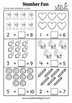 Kindergarten Math Worksheets Animal Math Worksheets KiddyCharts