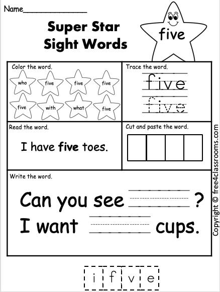 Kindergarten Sight Word Practice Worksheets Worksheets Master