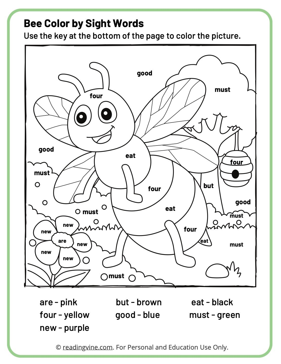 Kindergarten Sight Words Worksheets
