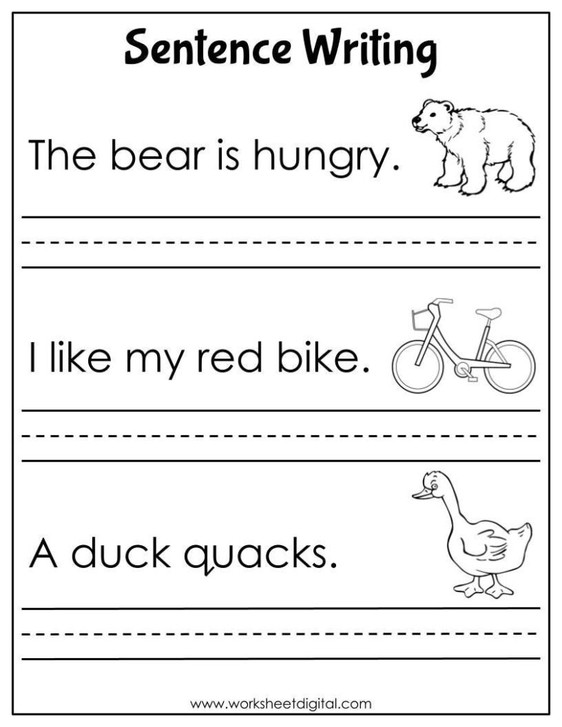 Writing Worksheets For Kindergarten - Download Free Printable Templates