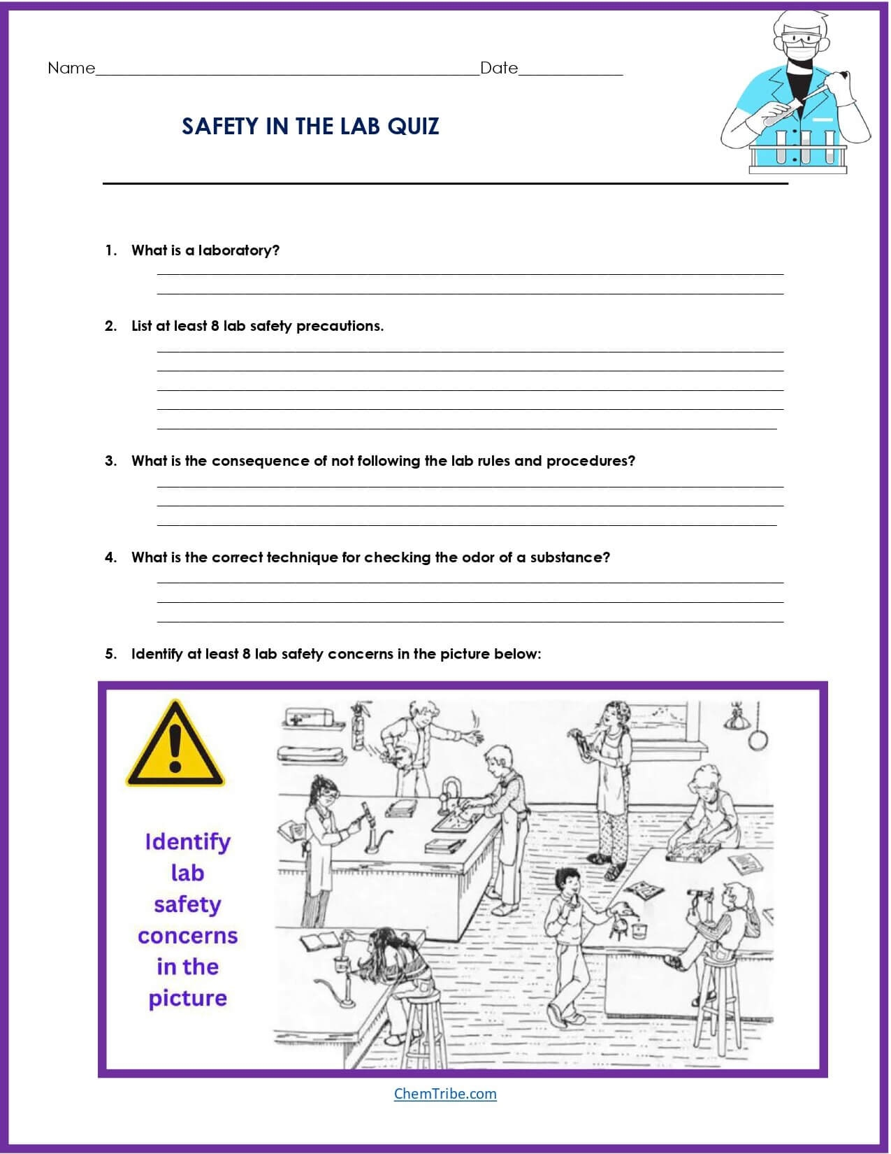 Lab Safety Worksheet ChemTribe