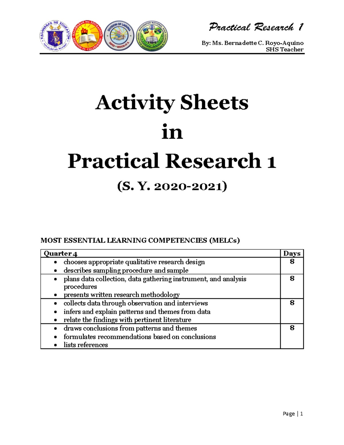 Learning Activity Sheet 1 Learning Activity Sheet Pra Vrogue co