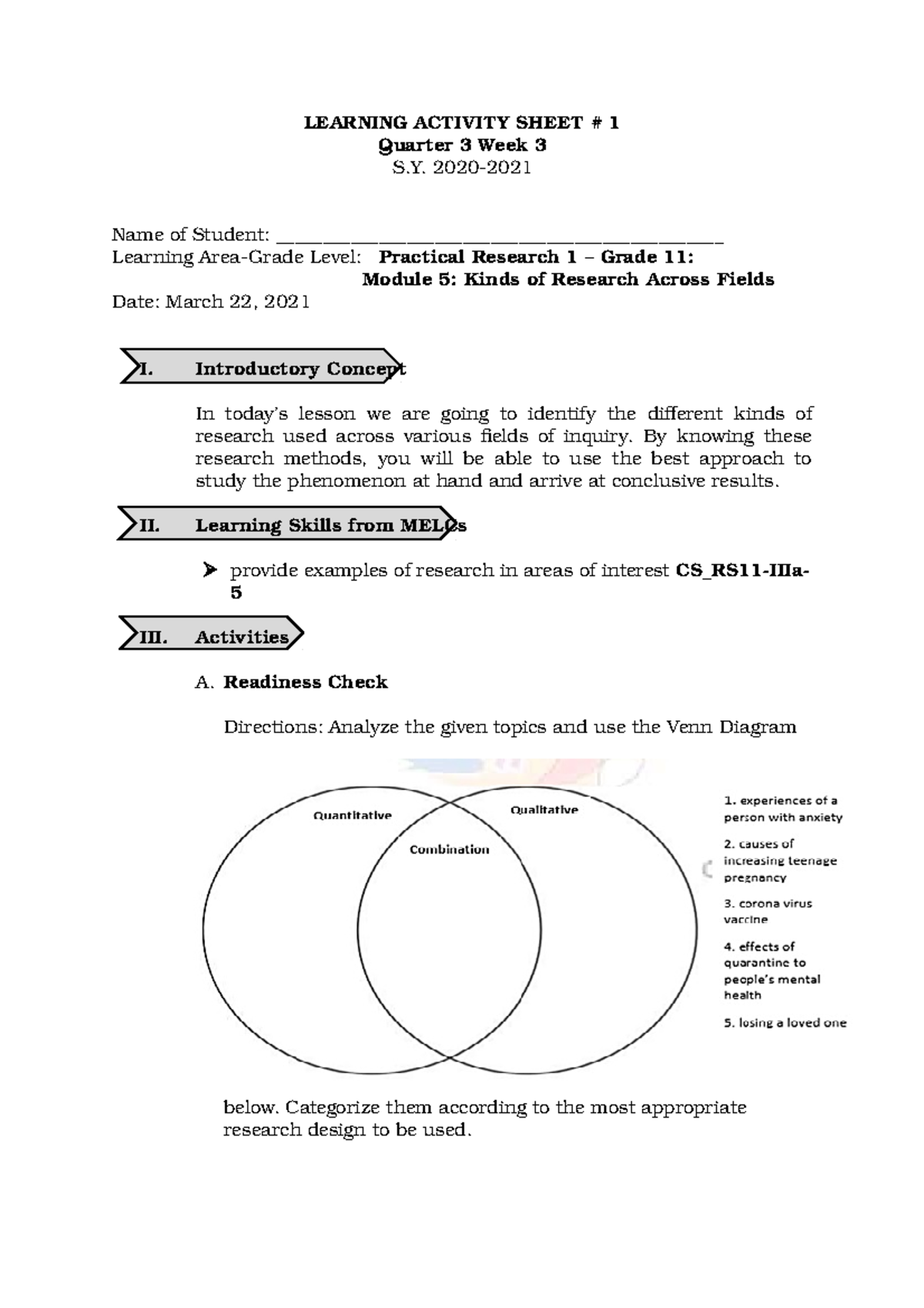 Learning Activity Sheet 1 Learning Activity Sheet Pra Vrogue co