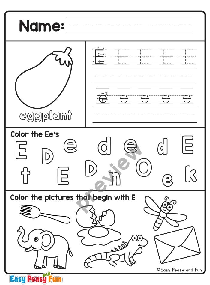 Letter E Worksheet Infoupdate
