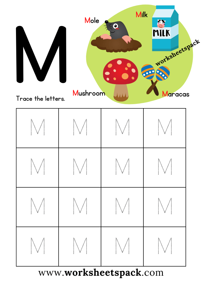 Letter M Worksheets PDF Recognize Trace Print Worksheets Library