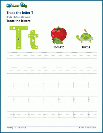 Letter T Tracing Writing Practice Worksheet EnglishBix Worksheets
