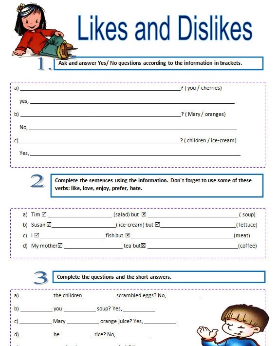 Likes And Dislikes Worksheet Worksheets Samples