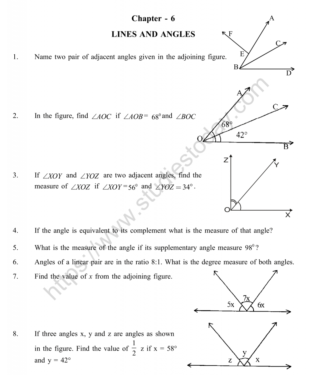 Lines And Angles Worksheet