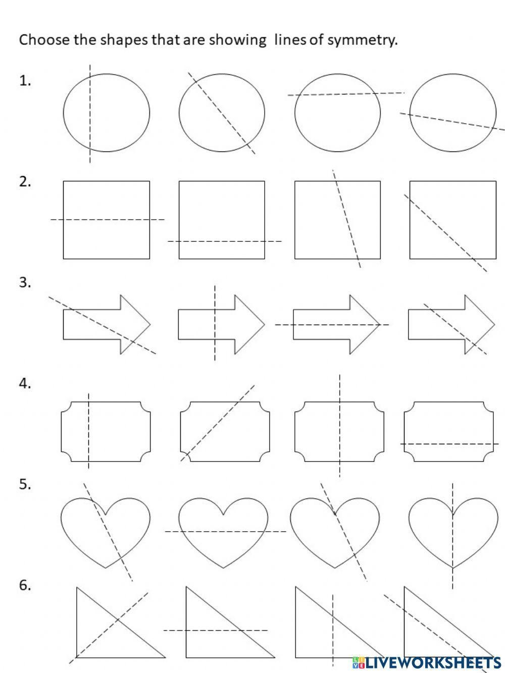Lines Of Symmetry Interactive Worksheet Live Worksheets Worksheets 