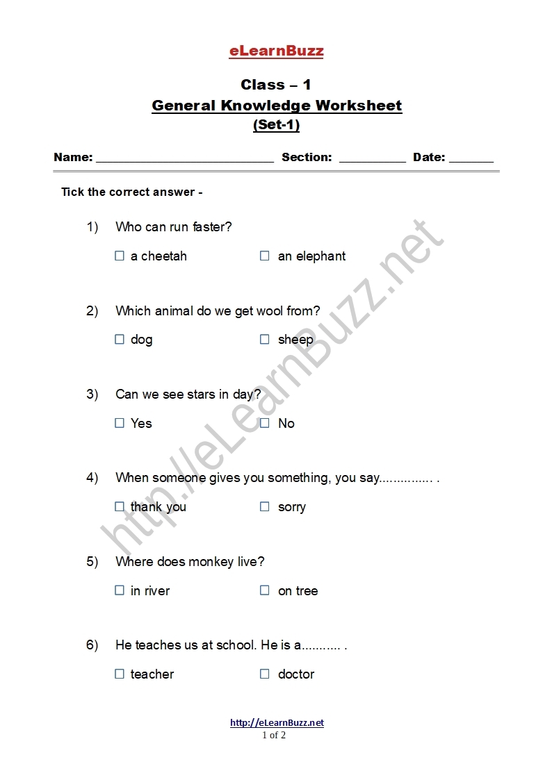 LKG UKG GK Worksheet GK Worksheet For Class Lkg Ukg Class 45 OFF