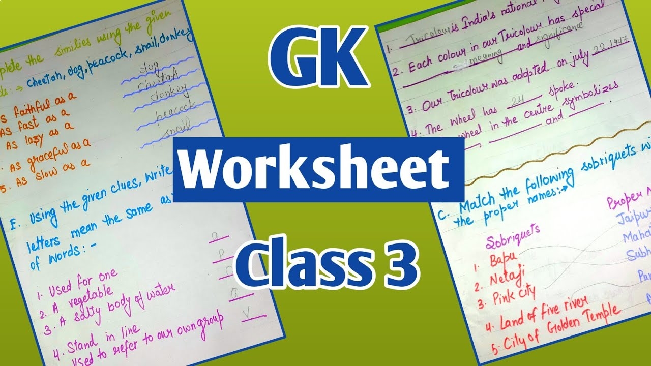 LKG UKG GK Worksheet GK Worksheet For Class Lkg Ukg Class 56 OFF