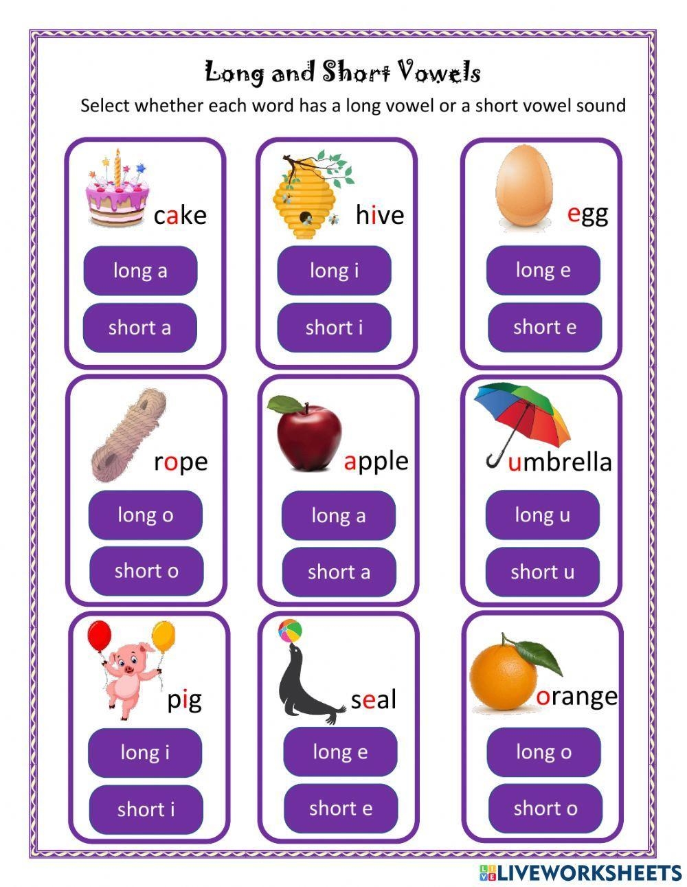 Long And Short Vowels Mixed Worksheets Google Kindergarten First 