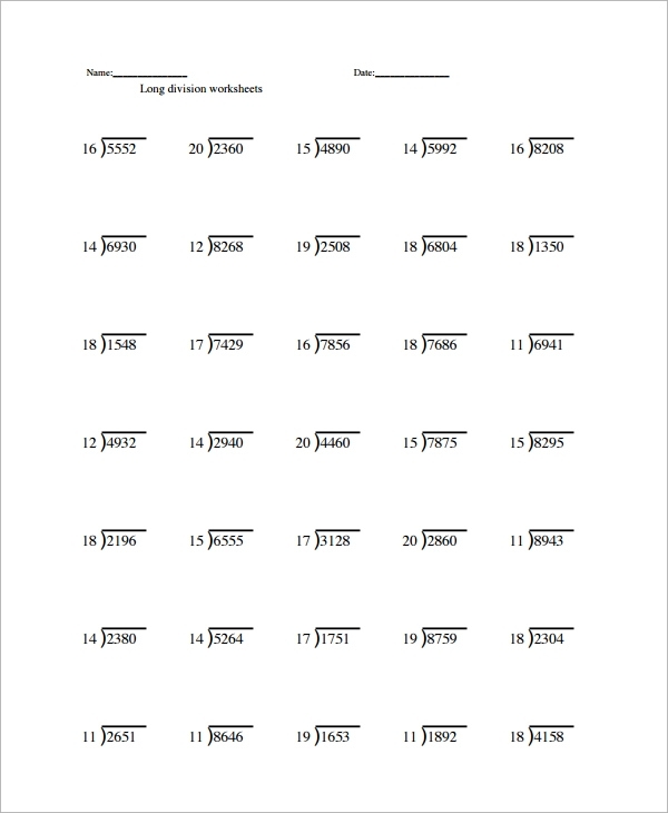Long Division Practice Sheets Printable Long Division Worksheets