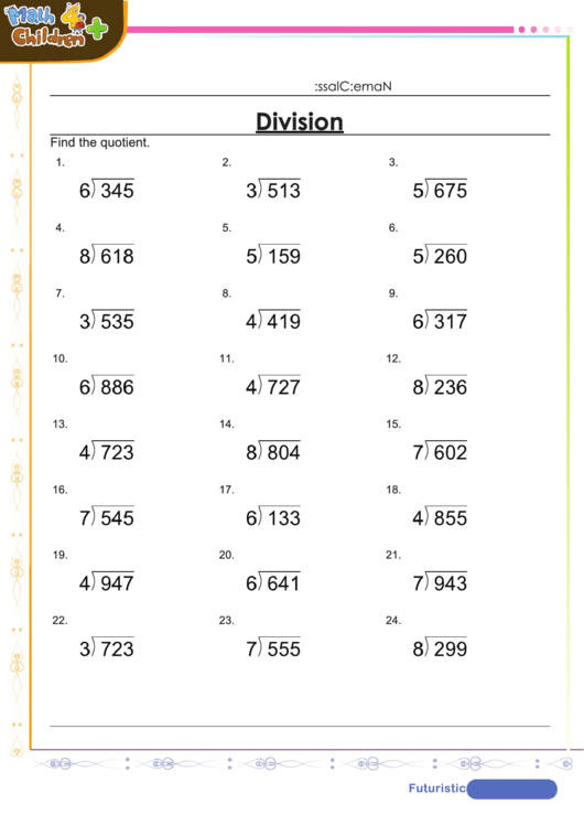 Long Division Practice Worksheets With Answers Long Division Worksheets