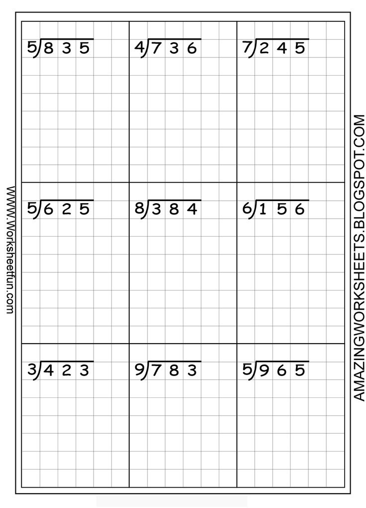 Long Division Worksheets Grade 4 With Grid Long Division Worksheets