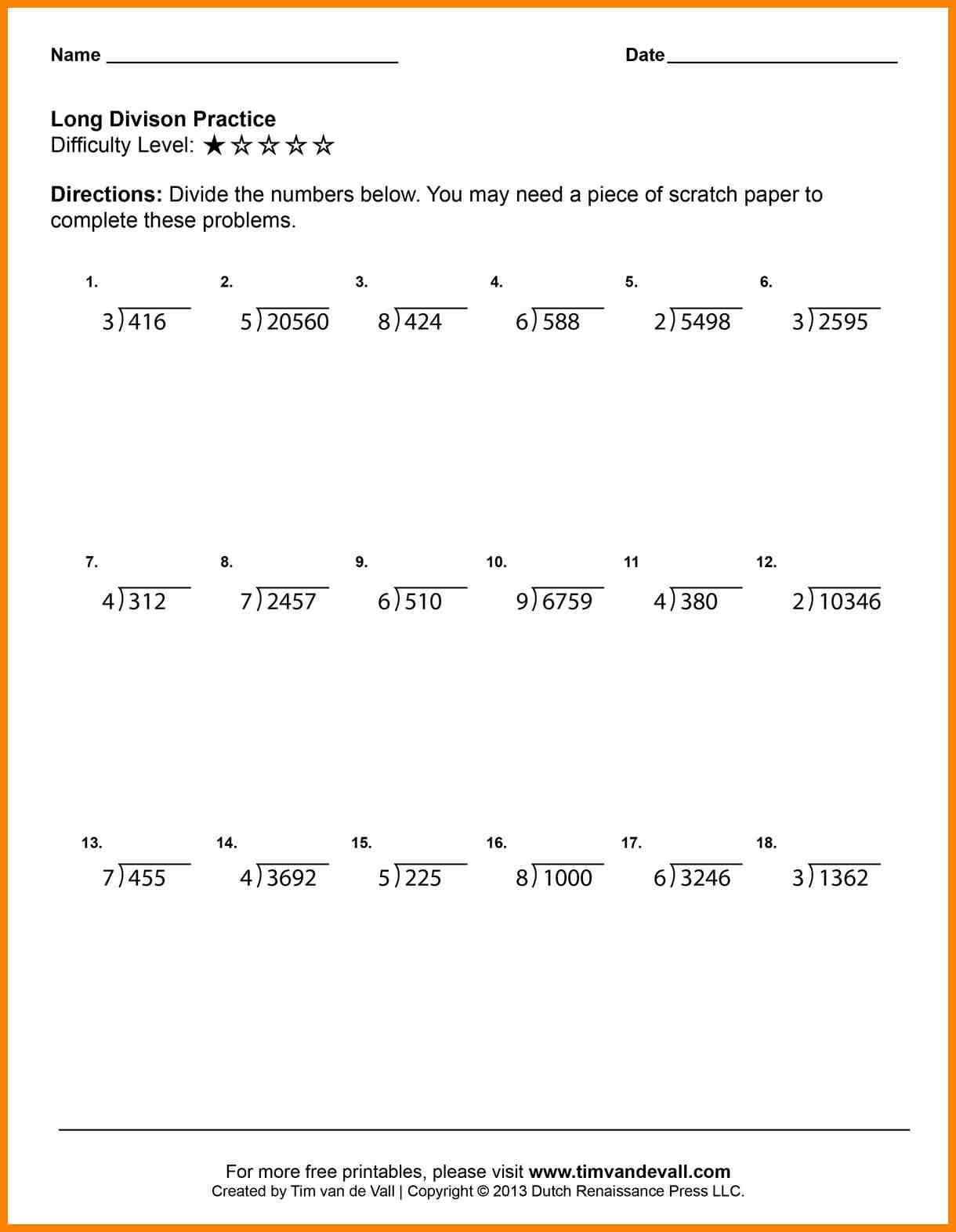 Long Division Worksheets Grade 5 With Answers Long Division Worksheets