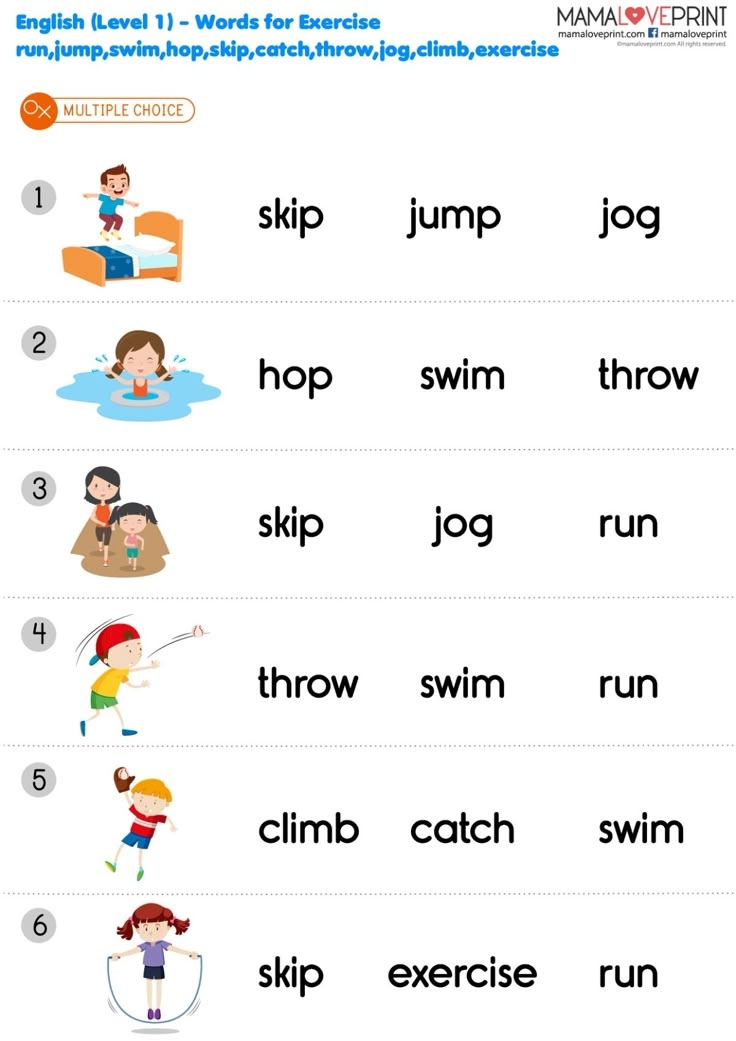 MamaLovePrint English Worksheet Action Words For Kids In 2024