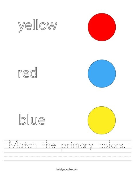 Match The Primary Colors Worksheet Twisty Noodle Worksheets Library