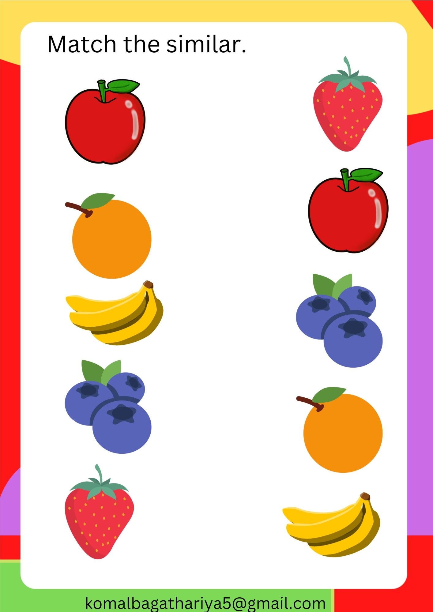 Match The Similar Fruit Worksheets For Preschoolers